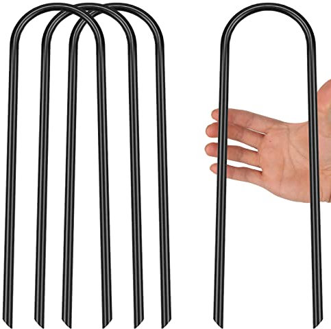 Trampoline Anchor Kit,6.8 * 30.50 cm Heavy Duty U Shaped ground anchor Tent Pegs,8 mm Thick Anchorage Stakes,Windproof Stainless Steel Ground Pegs Fits Trampolines,Marquees,Swings,Football Goal Posts