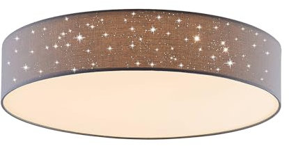 Lindby LED Deckenleuchte Ellamina dimmbar mit Leselampe (Modern) in Alu aus Textil (1 flammig,) - Lampe Deckenlampe Wohnzimmerleuchte