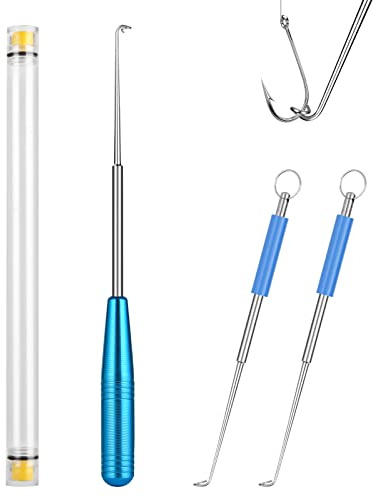Vicloon Tragbarer Angelhaken Entferner, 3 Stück Schnelles Disgorger, Edelstahl Hakenlöser Angeln, Hackenlöser Fischen Magnete mit Aufbewahrungsbox, Angelzubehör Forelle, Griff aus Silikon