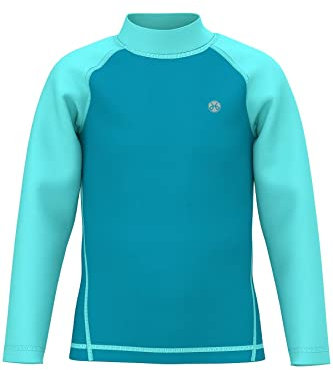 HDTIYUYP UV Langarm-Shirt für Kinder - Mädchen Wasser Schwimmen Rashguard Jugend Badeshirt Surf Schnelltrocknende Strand Wet Top Türkis 5/6y