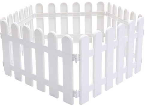 DOITOOL Lot de 5 clôtures décoratives en plastique blanc pour jardin, pelouse, allées (50 x 30 cm)