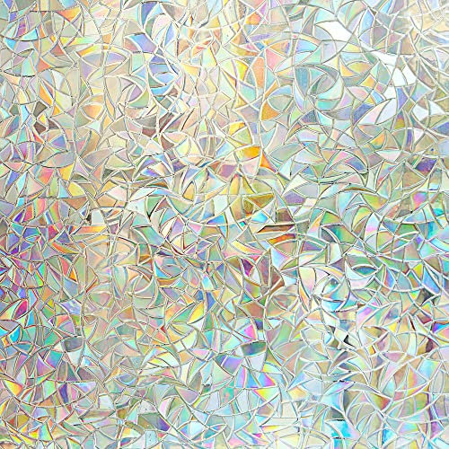 Fensterfolie Selbsthaftend Blickdicht Sichtschutzfolie ohne Kleber Dekofolie Fenster 3D Fensterfolie Sichtschutz Glasfolie Statisch Haftend UV-Schutz (43x200cm)