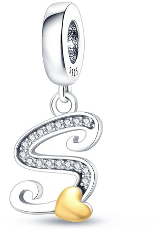 HappyStar Charme Lettre de L'alphabet Argent Sterling 925 Femmes Perles Charm, Compatible PourPandora & Européen les bracelets et les colliers Cadeaux pour femmes