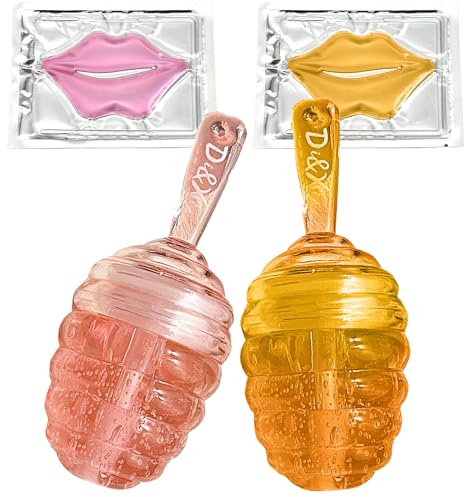 Leogony 4pcs Clear Lip Gloss Sets for Teenage Girls Women, 2 Honey Moisturizing Lip Oil Sets and 2 Lip Masks, Cute Lip Balm for Kawaii Makeup