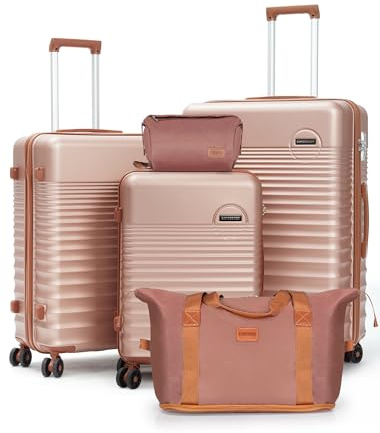 CONCEPTEN Luggage Sets 5 Piece, Suitcases with Wheels, Hardshell Suitcase Set, ABS Carry on Luggage Set with TSA Lock, Travel Luggage
