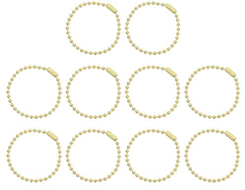 QUARKZMAN 50pz Catena a Sfera 4,7 2,4mm di Diametro Metallo Etichetta Cane Portachiavi Chiusura Connettore a Sfera per Creazione Gioielli Collane Artigianato Fai Da Te, Tono Oro