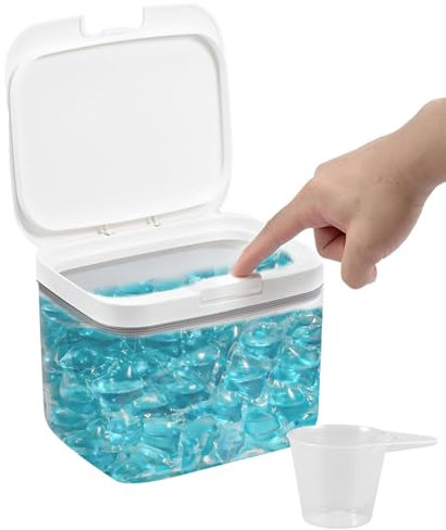 Jokapy 4.5L Automatic Pop Up Laundry Detergent Storage,Laundry Powder Storage Container Large with Scoop Airtight Dishwasher Powder Holder,Washing Beads Storage Sealed Laundry Pod Storage Container
