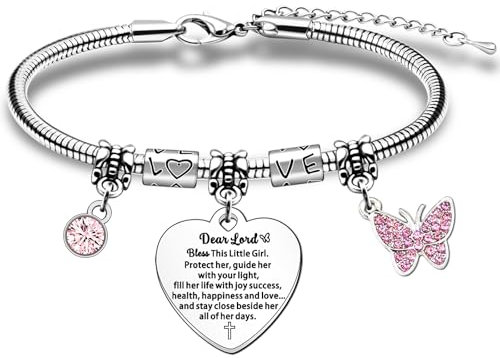 JETTOP Christening Gifts for Girl, Cross Bracelet for Girls, First Communion, Baptism, Little Girls Easter Confirmation Gifts for Godchild