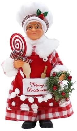 Nishiyuenyi Figurine de Chef de Noël Mme Claus Statue de de Noël Décoration de Noël pour Cuisine, Style C