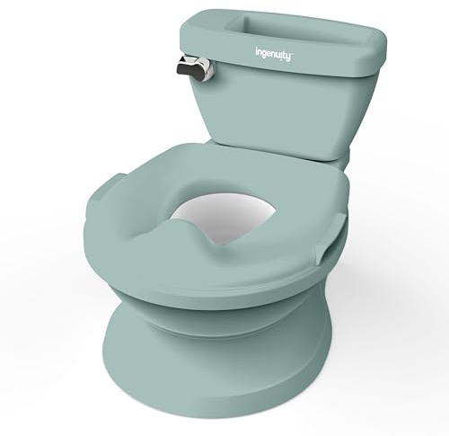 Ingenuity My Size Potty, Vasino Bambini Realistico 2-in-1 con Suono di Scarico - Riduttore WC Rimovibile - Facile da Pulire - Con Scomparto Portaoggetti, 18M+, Fino a 23 kg (Verde)