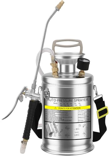 Pulvérisateur à Pression de 6 litres en Acier Inoxydable,Pulvérisateur Jardin à Pompe Manuelle avec Manomètre,Buse Réglable,Pulvérisateur de Désherbage pour la Pelouse,Le Jardinage et la Stérilisatio