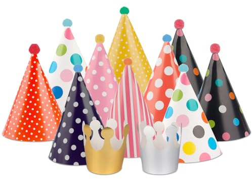 Foyods Lot de 22 chapeaux de fête multicolores pour enfants, chapeaux de fête d'anniversaire, chapeaux cônes en papier, pour enfants, adultes, fêtes de famille