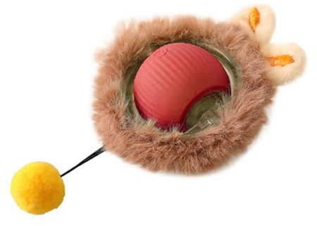 Balle Interactive Chat, 360° Rolling Smart Ball pour Chats Et Chiens, Boule Électrique Automatique Rechargeable USB, Jouet Intelligent pour Chat pour Chiens et Chats de Petite et Moyenne Taille(Rouge)