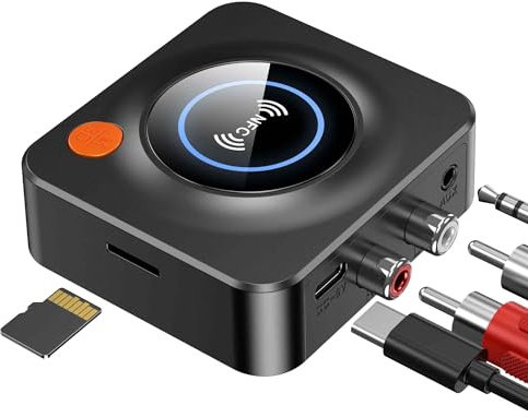 Bluetooth Receiver, Bluetooth Receiver for Hifi, bluetooth audio receiver for speakers, home stereo system with NFC, TF Card Slot, 3.5mm AUX/RCA