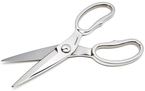 TONMA Japanische Küchenschere Edelstahl [Made in Japan] – Professionelle Küchenschere mit Mikroverzahnung, Spülmaschinenfest & Spiegelfinish für Fleisch, Gemüse, Geflügel