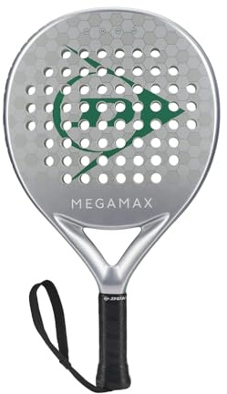 Dunlop PADELSCHLÄGER MEGAMAX Silver– Rundform, Graphit-Rahmen, Medium-Balance, Pro-Eva-Kern – Für Anfänger