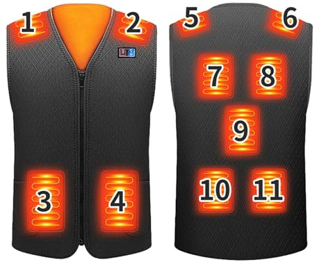 Gilet Riscaldato Uomo Donna in Materiale da Sub 7 Zone con USB Smanicato Riscaldata Imbottita Trapuntata Piumino Riscaldate Senza Maniche 100 Grammi per Sci Caccia Moto Pesca Trekking Bici Lavoro,4XL