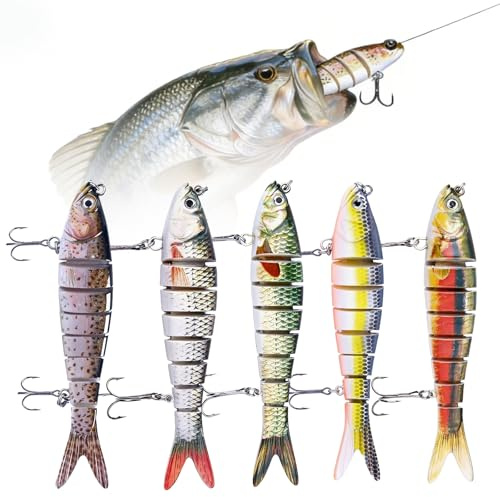 Demlaka 5 cebos de lucio, señuelos artificiales, señuelos de pesca, cebo de pesca para agua dulce y salada, cebo de pesca sexto vivo, multiarticulaciones, cebo de pesca Swimbait, cebo de lucioperca