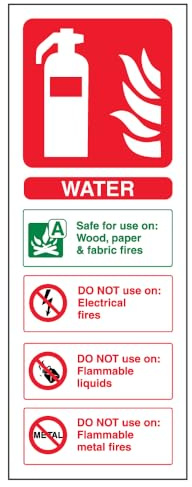 VSafety - Señal para extintor de agua, 75 mm x 200 mm, plástico rígido