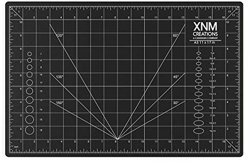 XNM Premium Self Healing Cutting Mat - 12 Inches by 18 inches - A3, 3 Layer Quality PVC Construction - Dual Sided, Imperial and Metric Grid Lines - Perfect for Cutting, Sewing, and Crafts
