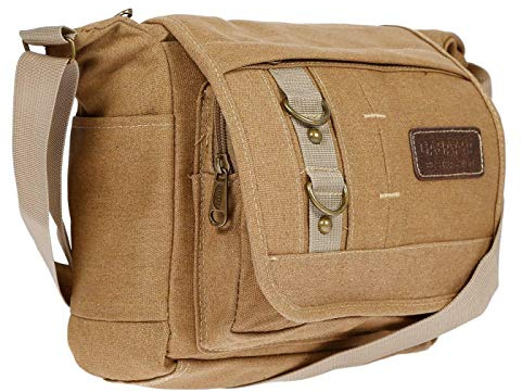 Christian Wippermann Handtasche Damen Umhängetasche - Hochwertig, Strapazierfähig, Wasserfest, Mittelgroß 25x23x10-12 cm - Klettverschluss, Reißverschlüsse - Crossbody Schultertasche - Khaki
