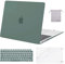 MOSISO Hülle Case Kompatibel mit MacBook Air 13 Zoll 2022 2021 2020 2019 2018 A2337 M1 A2179 A1932,Schutzhülle Cover&Tastaturschutz&Displayschutz&Aufbewahrungstasche,Mitternacht Grün