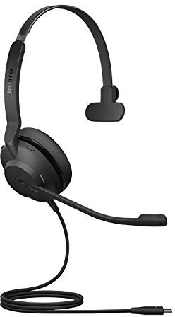 Jabra Evolve2 30 - Auriculares Monoaurales con Cancelación de Ruido y Tecnología de Llamada de 2 Micrófonos - Certificados para Microsoft Teams - Cable USB-C - Negro