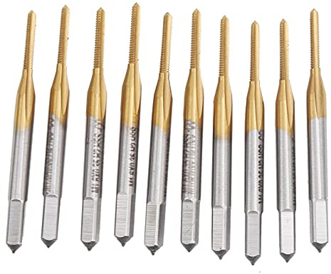 10pcs M1.6 Maschi per Filettare, Filettatura HSS Punta Trapano per Filettatura Metrico Taps Punte per Trapano Filettate con Rivestimento In Titanio M1.6 X 0.35mm