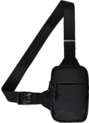 Schultertaschen, Brusttasche mit Reflexstreifen, Sling Bag, Umhängetaschen Sling Rucksack Crossbody Bag Backpack, Schultertasche für Outdoorsport Wandern Radfahren Bergsteigen Reisen Camping (Schwarz)