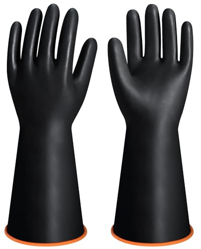 14 XL Size Latex Chemical Resistant Gloves, Heavy Duty Long Rubber Gloves