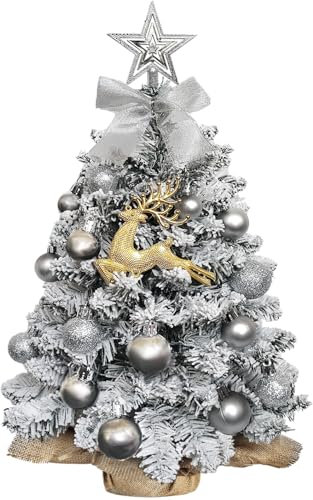 Mini Albero di Natale da 60 cm,Albero Di Natale Piccolo Con Luci Corona Dell'albero di Natale, Scatole Regalo Decorate e Ornamenti da Appendere Per Decorazioni Natalizie Fai da te