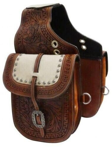 WILDRACE Western-Satteltasche aus Pferdeleder, strapazierfähig, für traditionelle Trail-Fahrten | Satteltasche | Pferdesatteltasche | Western-Satteltasche | Ledersatteltaschen für Pferde (STYLE-08)