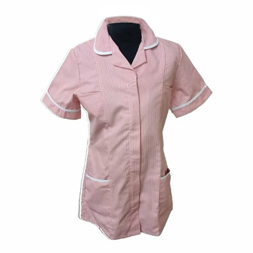 Skywear T33 amningstunikor med ränder, kvinna flickor damer toppar kontorsuniform, Rosa vita ränder, 54 SE