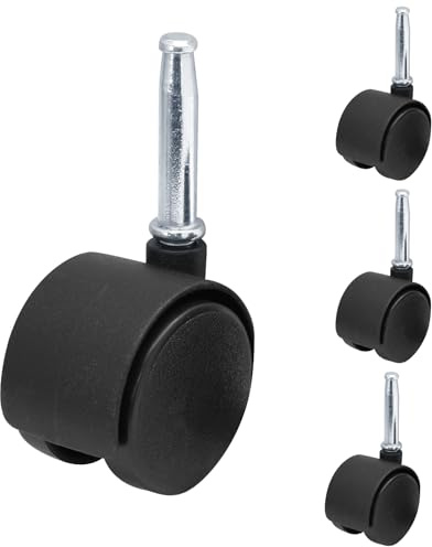 suiwotin 4pcs 1.5 Inch Swivel Caster Wheels, M8 Grip Neck Stem Caster Wheels, Heavy Duty Casters, Black Nylon Wheel Replacement for Furniture, Table, Cabinet, Shelf