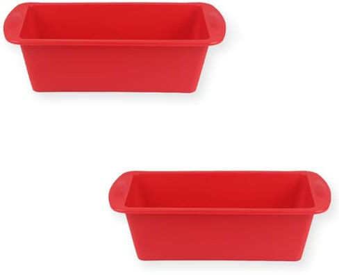 hjwanyin Mini Loaf Tins 2 Pcs, Silicone 1Lb Loaf Pans, Non-Stick Baking Trays, Small Cake Bread Tins for Baking, Rectangle Baking Moulds, Air Fryer Cake Tin, Bread Making Accessories