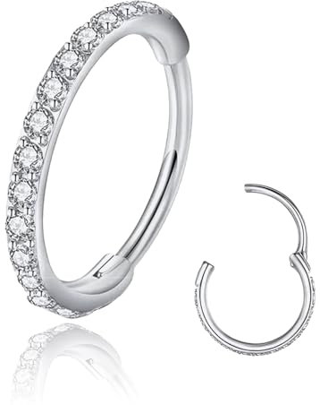 Aucuu Nasenpiercing, Nasenring Hoop 316L Chirurgenstahl, 0,8/1,2 mm Piercing Helix, Septum Clicker, Tragus Conch Daith für Nase, Septum, Ohr, Helix oder Tragus