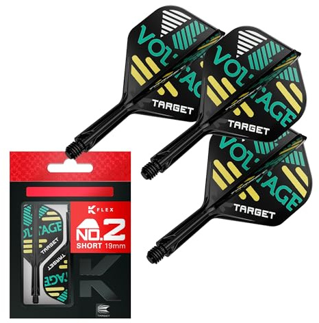 TARGET Darts Rob Cross K Flex Vuelos y Sistema de Varillas, No.2 (Corto, 19mm) | Pack de 3 Kflex All In One Flights, Player Edition Accesorios para Dardos | Potencia K-Flex Dart