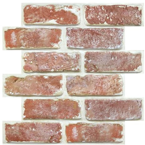 COMSTICKC Panneaux Muraux 3D Adhesif Brique Rouge, 10 Pièces, 30x30 cm, PVC Autoadhésif Panneaux Muraux 3D Pierre Décoration Pour Cuisine, Salle de Bains, Balcon