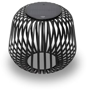 LUUK Studio Moderne Solarlaterne SOLIS, IP65 Schutz geeignet für den Innen- und Außenbereich, wiederaufladbar & kabellos, Garten Laterne, Balkonbeleuchtung, dimmbares Stimmungslicht, Schwarz