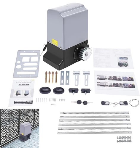 Automatic Sliding Gate Drive,370W Electric Sliding Gate Opener 800kg/1763 lbs, Automatic Door Opener Motor,Rack Driven Driveway Garage Gate Kit with 2 Remote Controls Sensors and 6m Gear Racks