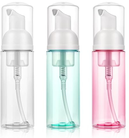 3 Pcs Travel Foam Pump Bottle Set, 60 ml/2 oz Mousse Foams Dispenser Pump for Travel Size Hand Soap, Shampoo and Lotion, Leak-Proof, Refillable and Portable Foam Pumps Bottle, Travels Size Mousse