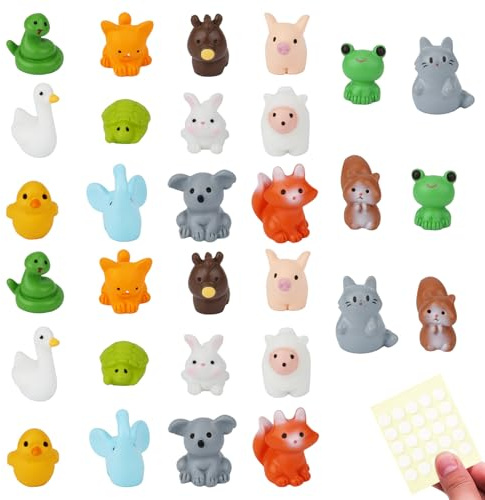 Tinoaly 30pz Mini Animali in Resina, 15 Stili Piccole Figure di Animali Decorazioni Giardino Miniatura per Fai da Te Decorazioni in Pelle Delle Fate Case Delle Bambole Giardini