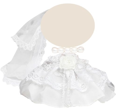 Doll, abbigliamento da sposa, set per bambole di peluche da 17 cm, accessori da sposa con velo, collana e vestito, ideale per collezionisti e decorazioni (senza bambola)