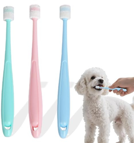Brosses à dents pour petit chien et chat, 3pcs, pour Chien et Chat Brosse À Dents Réutilisable, Brosse Nettoyage des Dents Fournitures Soins Dentaires, pour Chiot,Réduit Tartre,nettoyage en profondeur
