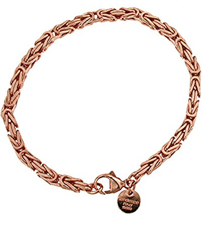 Tendenzalia Bizantiner kungligt armband kvadratisk original italiensk kedja 18 k rosé förgylld eller dubbel 4 mm bred längd valbar, Mässing
