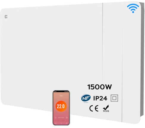 CIARRA Keramisk radiator och värmefilm 1 500 W - WiFi PID smart väggvärmare för vardagsrum/badrum - homogen värme - frostbeständig - CBHTD15A-W