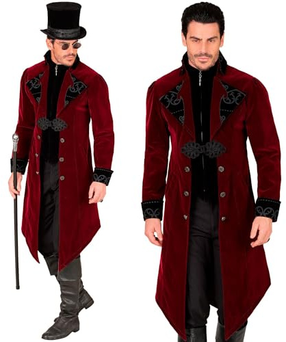 W WIDMANN MILANO Party Fashion - Gothik Mantel für Herren aus Samt, Steampunk Frack, für Karneval, Halloween, Cosplay