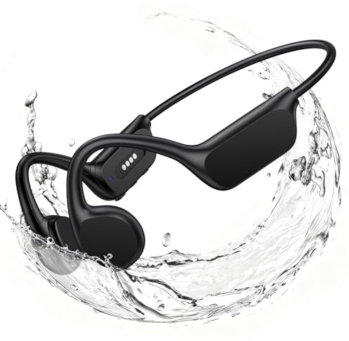 Swimming Headphones, Bone Conduction Headphones Bluetooth 5.4, IPX8 Waterproof 32G MP3 Player Memory Wireless Sports Underwater Headphone, Open Ear Earphones with Mic for Swimming, Running, Cycling