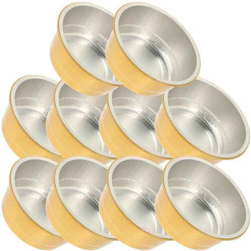 NUOBESTY Lot de 10 Boîtes Alimentaires en Aluminium Épaissi Rondes sans Couvercle Récipients Compacts pour Gâteaux et Pâtisseries Résistantes Haute Température pour Barbecue Four et