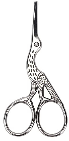 Crane Design Sax Rostfritt stål Professionell broderi sömnad Hantverkssax Verktyg för gör-det-själv-handarbete Handarbete Handarbete Pappersklippning 3,7 tum (Silver kransax med rund huvud)